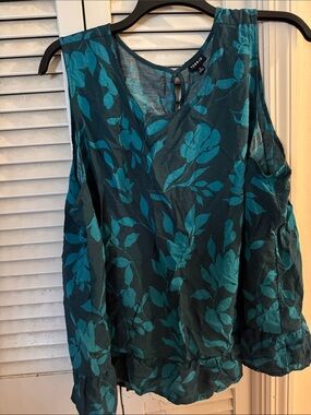 torrid Teal Floral Sleeveless Blouse